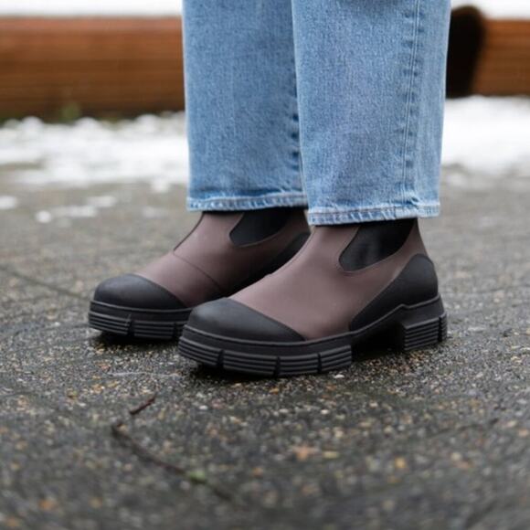 GANNI Recycled Rubber Brown & Black City Boots - Picture 3 of 10